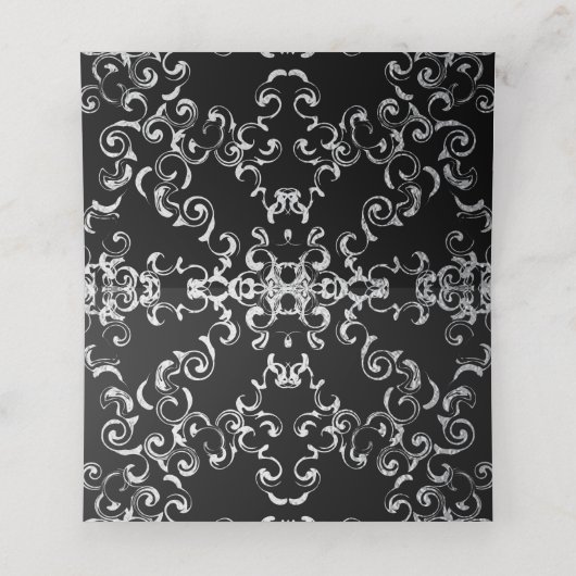 Zilver en Black Swirl Gothic Wedding Plaatskaartje (Binnenkant ongevouwen)