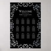 Zilver en Black Swirl Gothic Wedding Poster (Voorkant)