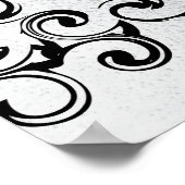 Zilver en Black Swirl Gothic Wedding Poster (Hoek)
