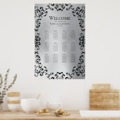 Zilver en Black Swirl Gothic Wedding Poster (Keuken)