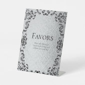 Zilver en Black Swirl Gothic Wedding Reclamebord Met Voetstuk (Voorkant)