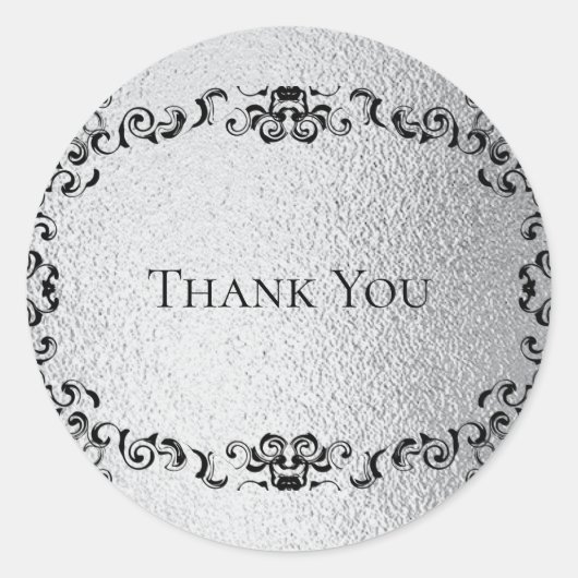 Zilver en Black Swirl Gothic Wedding Ronde Sticker (Voorkant)