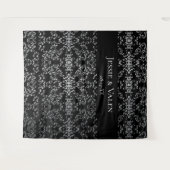 Zilver en Black Swirl Gothic Wedding Wandkleed (Voorkant (horizontaal))