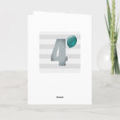 Zilver en blauw 4e verjaardag kaart (Achterkant)