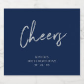 Zilver- en blauw briefingkaas Volwassendag Bier Etiket (Enkel label)