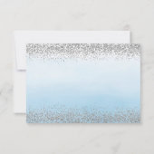 Zilver en blauw bruiloft receptie Kaart (Achterkant)