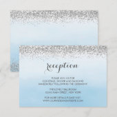 Zilver en blauw bruiloft receptie Kaart (Voorkant / Achterkant)