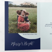 Zilver en blauw | Fantastische en heldere kerstfot Drieluik Wenskaart (Binnenzijde eerst)