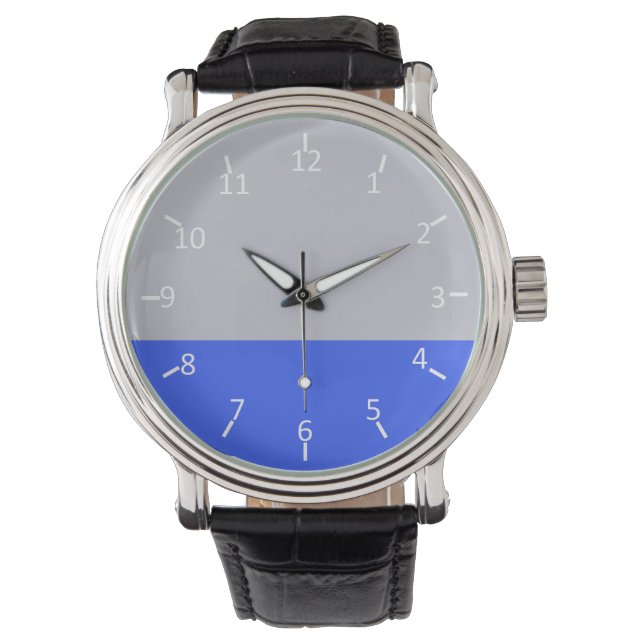 Zilver en blauw horloge (Voorkant)
