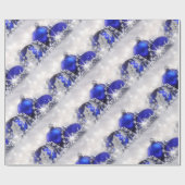 Zilver- en blauw kerstpapier cadeaupapier (Vlak)