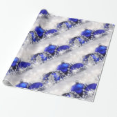 Zilver- en blauw kerstpapier cadeaupapier (Uitgerold)