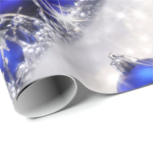 Zilver- en blauw kerstpapier cadeaupapier (Rol Hoek)