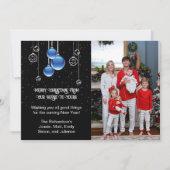 Zilver- en blauw kerstversiering Sparkle Photo Feestdagenkaart (Voorkant)