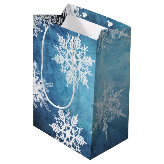 Zilver en blauw medium cadeauzakje (Achterkant Gekanteld)