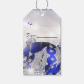 Zilver en blauw Merry Christmas Gift Label Cadeaulabel (Voorkant)