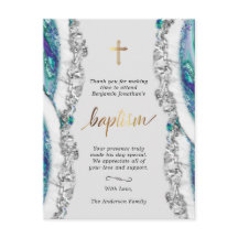 Zilver en Blauw Minerale Stenen Doop Dank U
