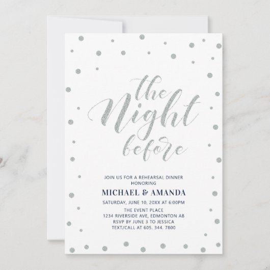 Zilver en blauw | Modern Typografie-repetitie: Din Kaart (Voorkant)