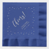 Zilver en blauw | Proost Confetti Gepersonaliseerd Folie Servetten (Voorkant)
