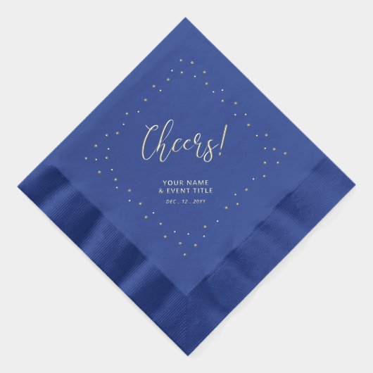 Zilver en blauw | Proost Confetti Gepersonaliseerd Folie Servetten (Rechts)