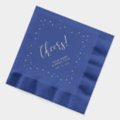 Zilver en blauw | Proost Confetti Gepersonaliseerd Folie Servetten (Links)