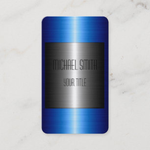 Zilver en blauw Roestvrij staal Metaal Visitekaartje