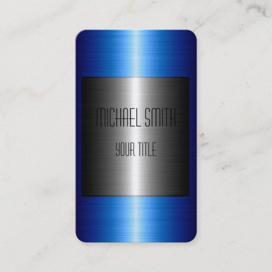 Zilver en blauw Roestvrij staal Metaal Visitekaartje (Voorkant)