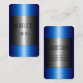 Zilver en blauw Roestvrij staal Metaal Visitekaartje (Voorkant / Achterkant)