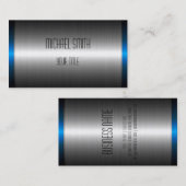 Zilver en blauw Roestvrij staal Metaal Visitekaartje (Voorkant / Achterkant)