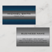Zilver en blauw Roestvrij staal Visitekaartje (Voorkant / Achterkant)