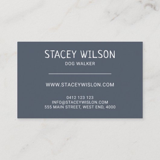 Zilver en blauw visitekaartje (Achterkant)