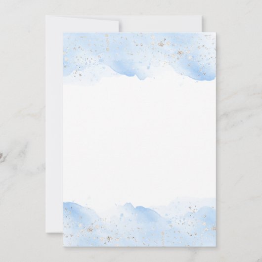 Zilver en Blauw Waterverf Baby shower Kaart (Achterkant)