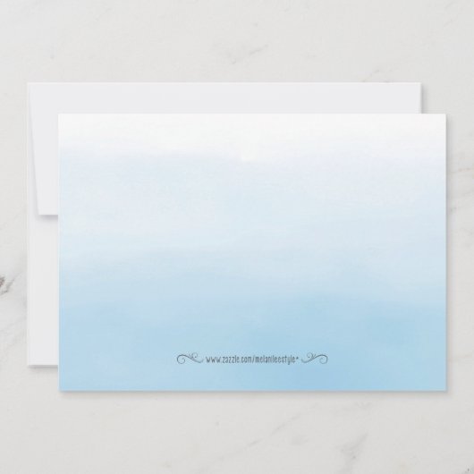 Zilver en blauw Waterverf Save The Date Kaart (Achterkant)