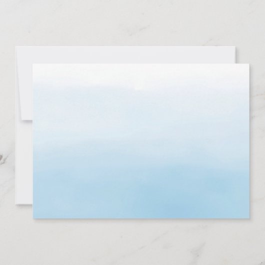 Zilver en blauw Waterverf Verander de datum Kaart (Achterkant)