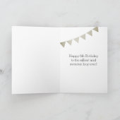 Zilver en blauw, zesde verjaardag kaart (Binnen)