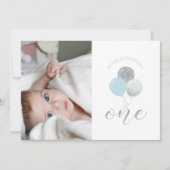 Zilver- en blauwe ballonnen | Jongen 1e verjaardag Kaart (Voorkant)