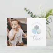 Zilver- en blauwe ballonnen | Jongen 2e verjaardag Kaart (Staand voorkant)