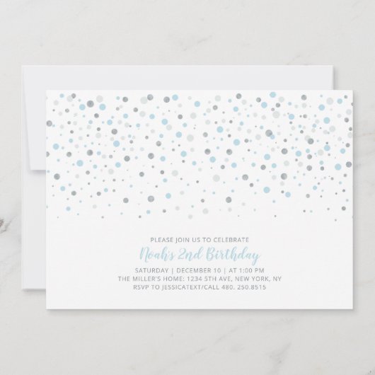 Zilver- en blauwe ballonnen | Jongen 2e verjaardag Kaart (Achterkant)