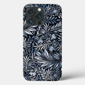 Zilver en blauwe bladeren en bloemen Case-Mate iPhone case (Achterkant)