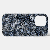 Zilver en blauwe bladeren en bloemen Case-Mate iPhone case (Achterkant (horizontaal))