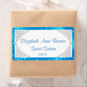 Zilver en blauwe waterlabels voor Sweet Sixteen Etiket (Insitu)