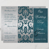 Zilver- en Blauwgroen Damask II Wedding Programme (Voorkant / Achterkant)