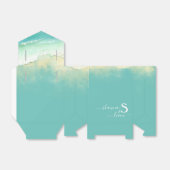 Zilver en Blauwgroen Monogram Aqua Blue Ocean Bedankdoosjes (Uitgevouwen)