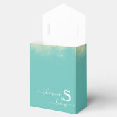 Zilver en Blauwgroen Monogram Aqua Blue Ocean Bedankdoosjes (Geopend)