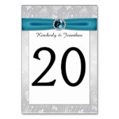 Zilver en Blauwgroen Ribbon Edelstenen Tafelnummer (Voorkant)