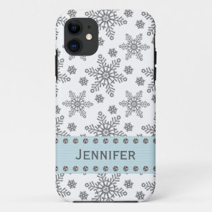Zilver en Bleek blauw Snowflake iPhone 11 Hoesje