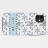 Zilver en Bleek blauw Snowflake Case-Mate iPhone Case (Achterkant (horizontaal))