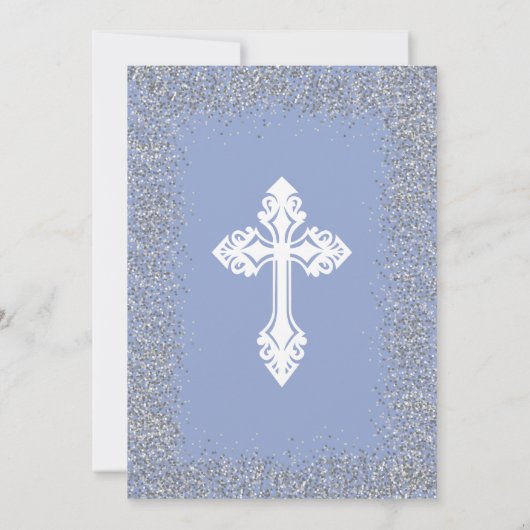 Zilver en Blue Boy Baptisme Kaart (Achterkant)