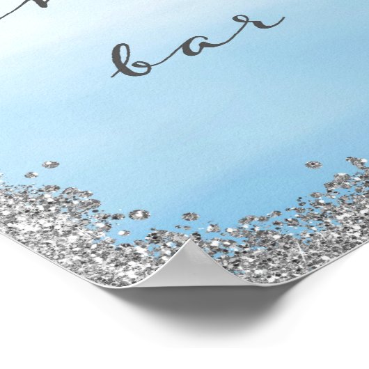 Zilver en Blue Snoep Bar Wedding Poster Print (Hoek)
