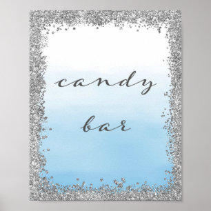 Zilver en Blue Snoep Bar Wedding Poster Print