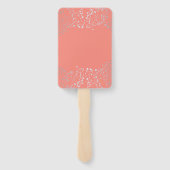 Zilver en Blush Koraal Bruiloft Menu's Handwaaier (Achterkant)